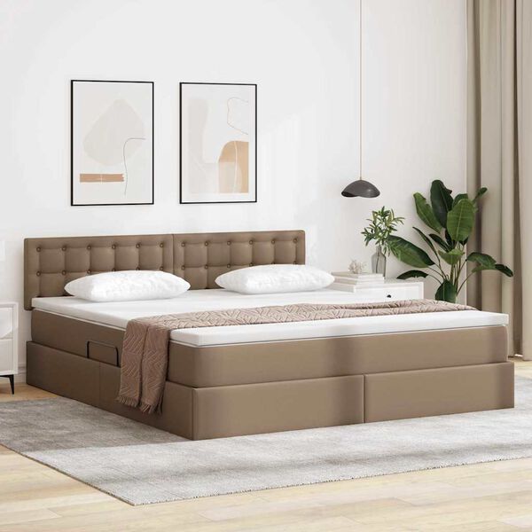 vidaXL Lit avec rangement et matelas Cappuccino 180 x 200 cm