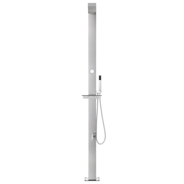 vidaXL Douche de jardin avec base gris 225 cm Acier inoxydable