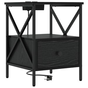 vidaXL Cabinet de chevet avec tiroir Ch&ecirc;ne noir 41,5 x 40,5 x 55 cm