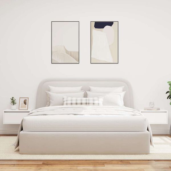 vidaXL Tables de chevet murales avec lumières LED 2 pcs blanc