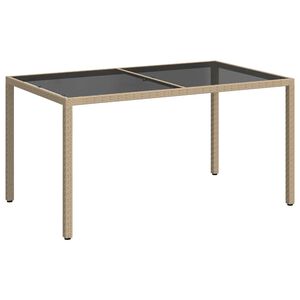 vidaXL Table de jardin 150x90x75 cm Verre tremp&eacute;/r&eacute;sine tress&eacute;e Beige