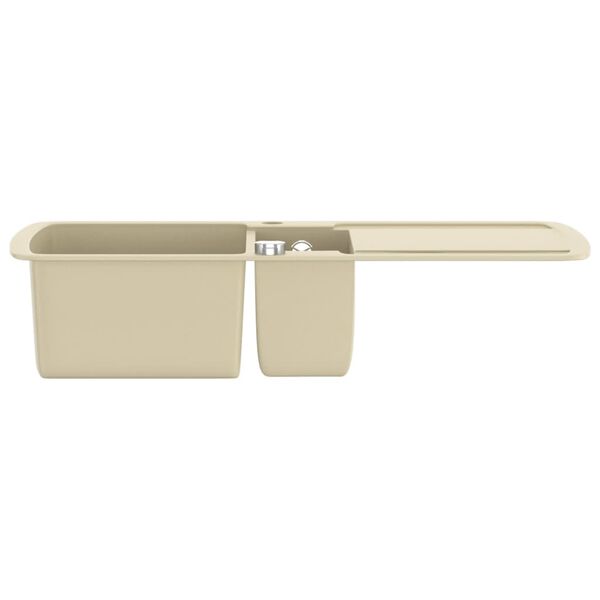 vidaXL Évier de cuisine Granit Double lavabo Beige