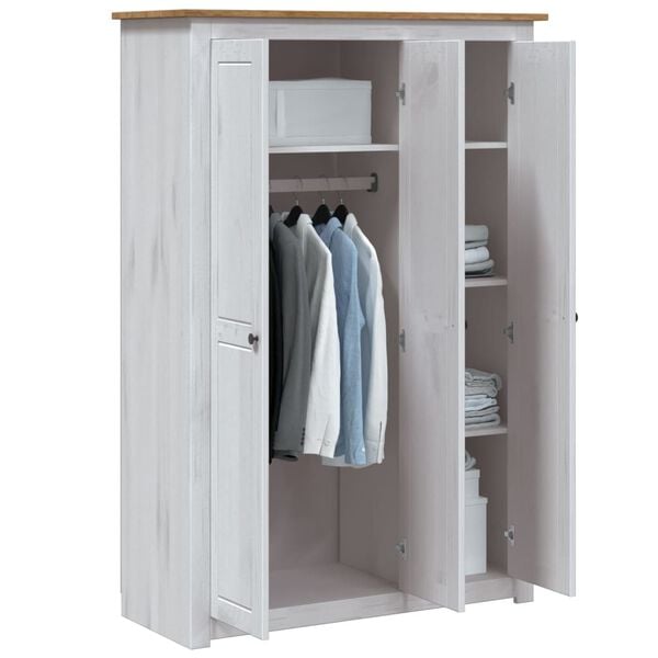 vidaXL Garde-robe 3 portes Blanc 118x50x171,5cm Pin Assortiment Panama
