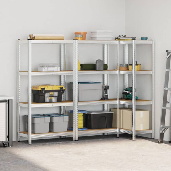 vidaXL &Eacute;tag&egrave;res de rangement &agrave; 4 niveaux 3 pcs acier bois d'ing&eacute;nierie