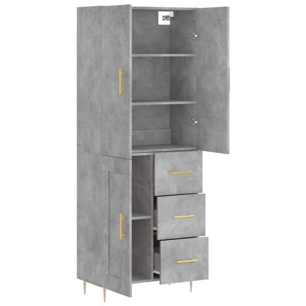 vidaXL Buffet haut Gris b&eacute;ton 69,5x34x180 cm Bois d'ing&eacute;nierie