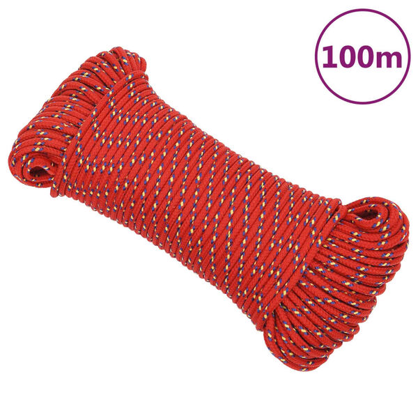 vidaXL Corde de bateau Rouge 4 mm 100 m Polypropyl&egrave;ne
