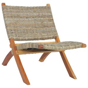 vidaXL Chaise de relaxation rotin kubu naturel et bois d'acajou massif