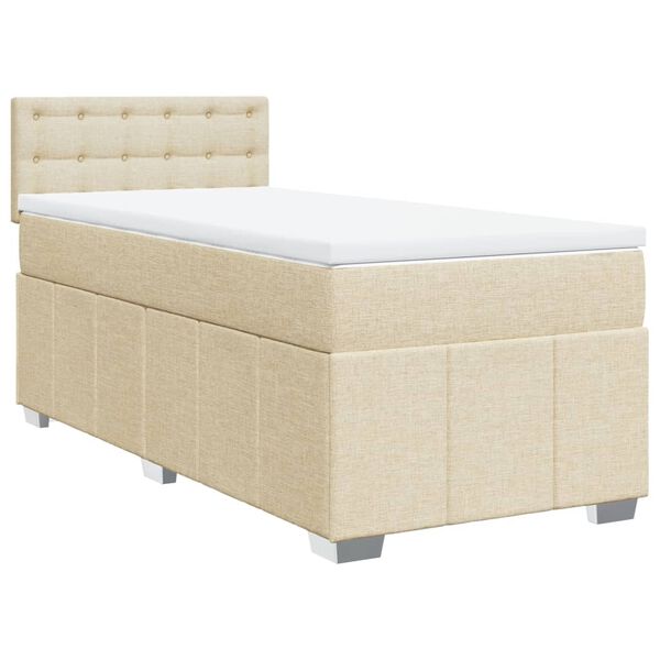 vidaXL Sommier &agrave; lattes de lit avec matelas Cr&egrave;me 90x200 cm Tissu