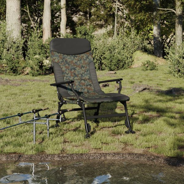 vidaXL Chaise de p&ecirc;che avec accoudoir pliable camouflage