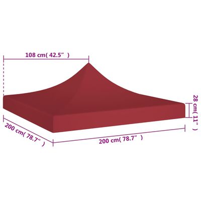 vidaXL Toit de tente de réception 2x2 m Bordeaux 270 g/m²