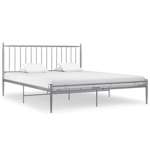vidaXL Cadre de lit sans matelas gris m&eacute;tal 180x200 cm