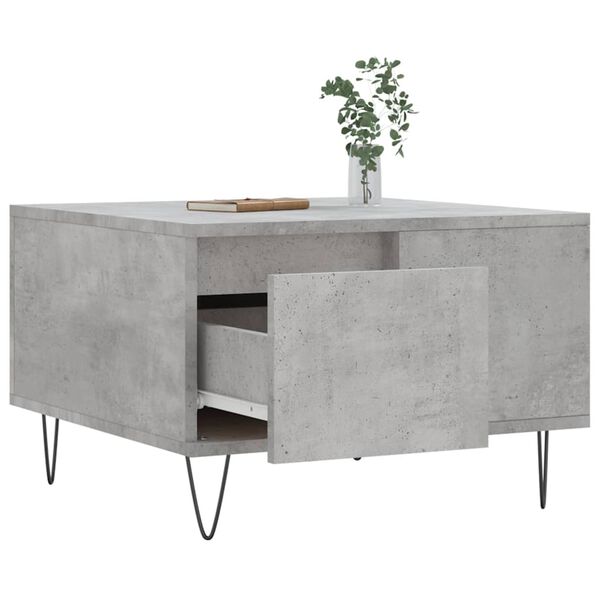 vidaXL Table basse gris b&eacute;ton 55x55x36,5 cm bois d'ing&eacute;nierie