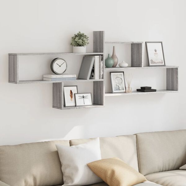 vidaXL &Eacute;tag&egrave;re murale sonoma gris 167,5x18x68 cm bois ing&eacute;nierie