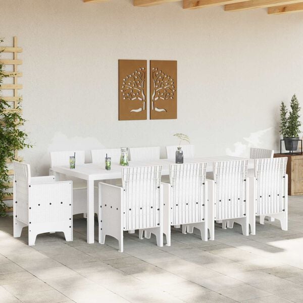 vidaXL Ensemble de salle &agrave; manger pour jardin 11 pcs Blanc