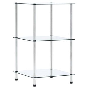 vidaXL &Eacute;tag&egrave;re 3 niveaux Transparent 40x40x67 cm Verre tremp&eacute;