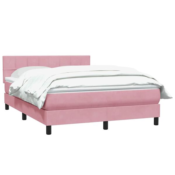 vidaXL Sommier &agrave; lattes de lit avec matelas rose 140x220 cm velours