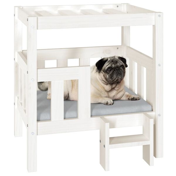 vidaXL Lit pour chien Blanc 65,5x50,5x70 cm Bois de pin solide
