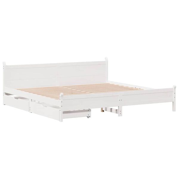 vidaXL Cadre de lit sans matelas blanc 200x200 cm bois massif de pin