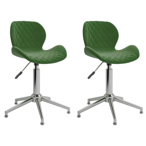 vidaXL Chaises pivotantes &agrave; manger lot de 2 vert fonc&eacute; velours