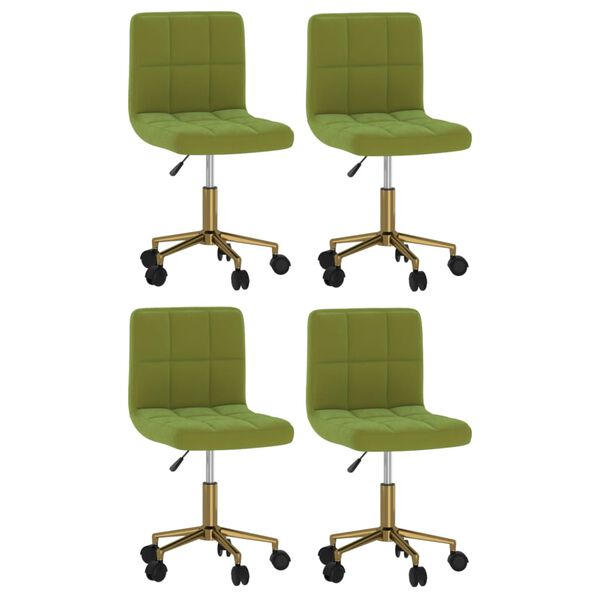 vidaXL Chaises pivotantes &agrave; manger lot de 4 vert clair velours