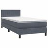 vidaXL Sommier &agrave; lattes de lit et matelas et LED gris fonc&eacute; 90x220 cm velours