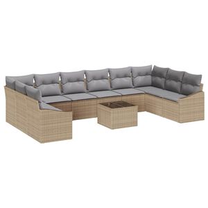 vidaXL Ensemble de canap&eacute; de jardin Beige et Gris clair polyrotin