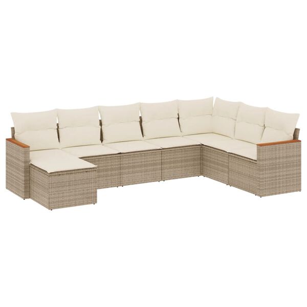 vidaXL Salon de jardin avec coussins 8 pcs beige r&eacute;sine tress&eacute;e