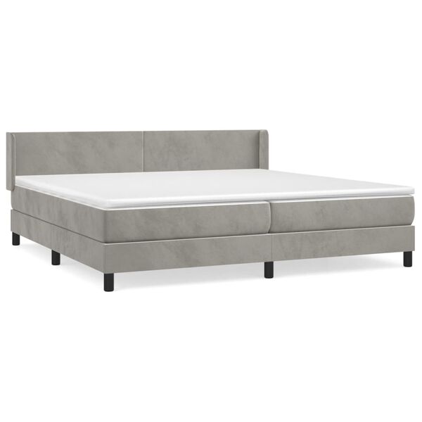 vidaXL Sommier &agrave; lattes de lit et matelas Gris clair 200x200cm Velours