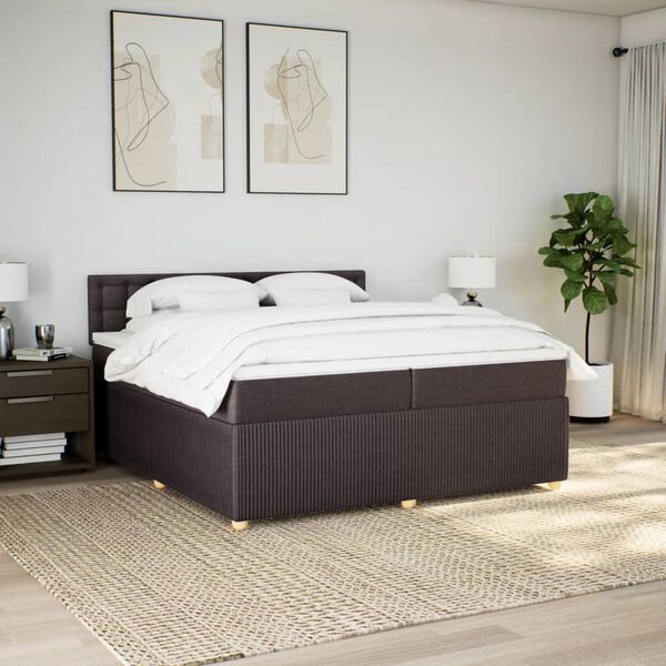 vidaXL Sommier &agrave; lattes de lit avec matelas Marron fonc&eacute; 200x200 cm