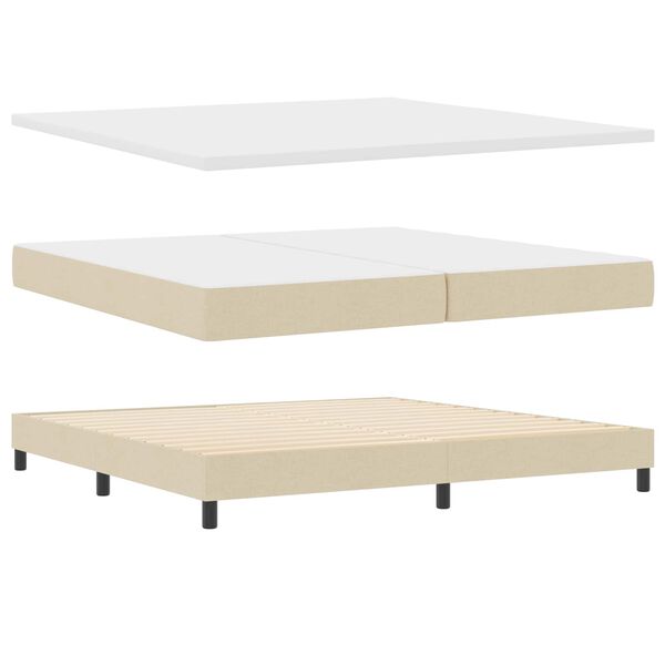 vidaXL Lit &agrave; ressorts avec matelas Cr&egrave;me 200 x 200 cm tissu