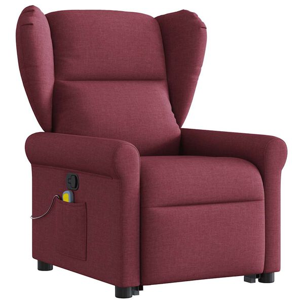vidaXL Fauteuil inclinable de massage Rouge bordeaux Tissu