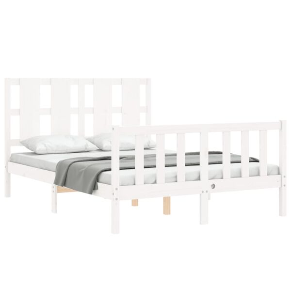 vidaXL Cadre de lit sans matelas blanc bois de pin massif