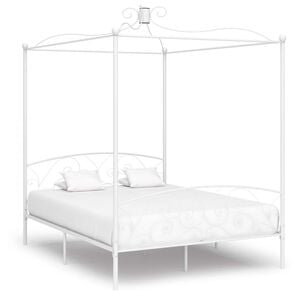 vidaXL Cadre de lit &agrave; baldaquin sans matelas blanc m&eacute;tal 180x200 cm