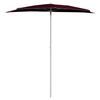 vidaXL Demi-parasol de jardin avec m&acirc;t 180x90 cm rouge bordeaux