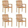 vidaXL Chaises de jardin empilables lot de 4 Bois de teck solide