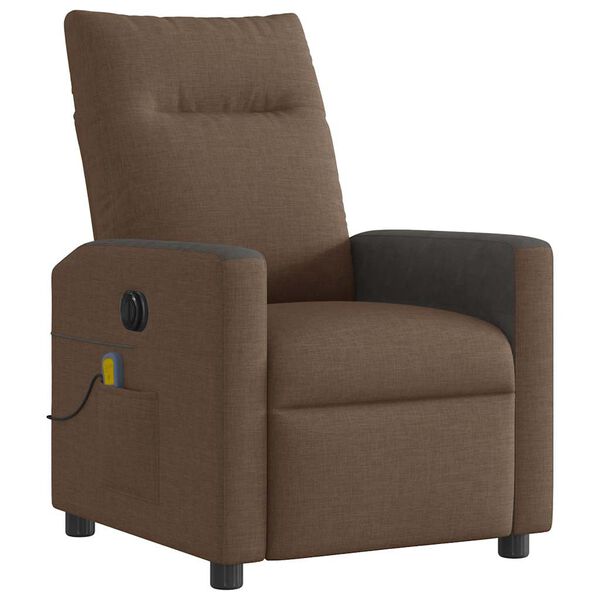 vidaXL Fauteuil inclinable de massage &eacute;lectrique marron tissu