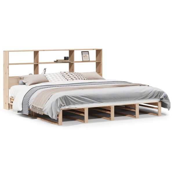 vidaXL Lit biblioth&egrave;que sans matelas 200x200 cm bois massif
