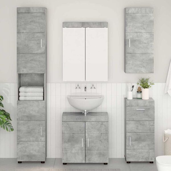 vidaXL Armoire murale de salle de bain avec &eacute;tag&egrave;re TULUM Gris b&eacute;ton