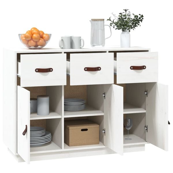 vidaXL Buffet Blanc 100x40x75 cm Bois massif de pin