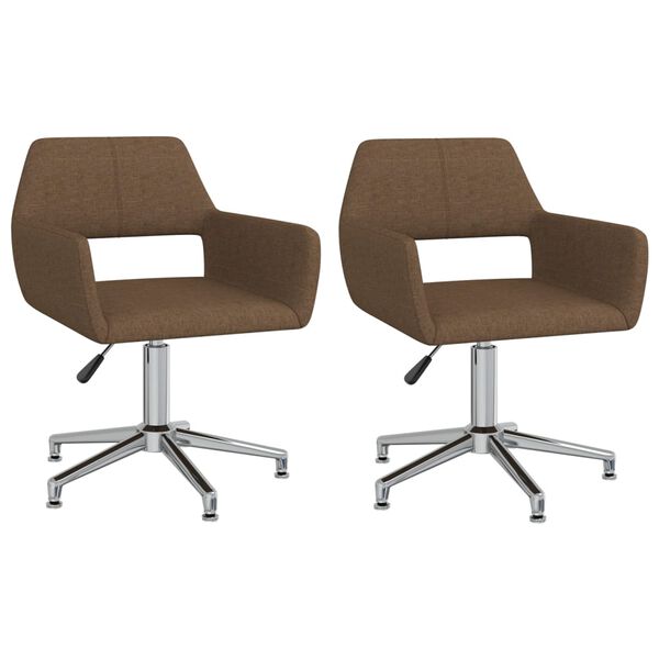 vidaXL Chaises pivotantes &agrave; manger lot de 2 marron tissu