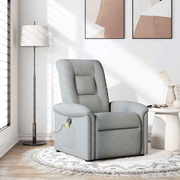 vidaXL Fauteuil de massage inclinable Gris clair Tissu