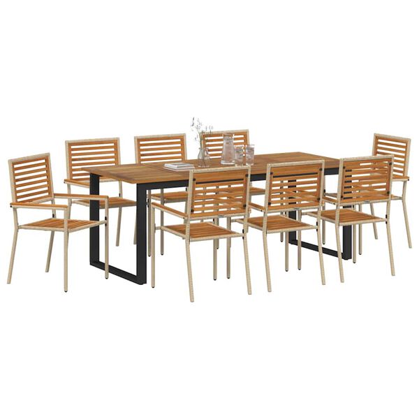 vidaXL Ensemble de salle &agrave; manger pour jardin 9 pcs Beige