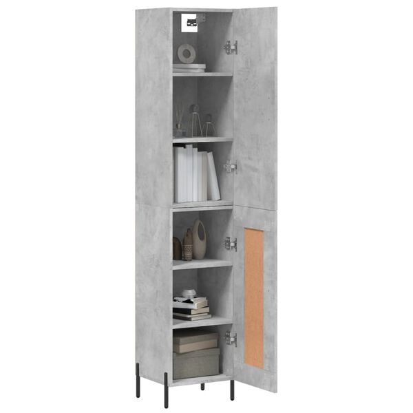 vidaXL Buffet haut Gris b&eacute;ton 34,5x34x180 cm Bois d'ing&eacute;nierie