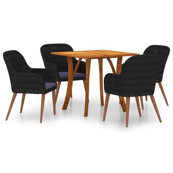 vidaXL Ensemble &agrave; manger de jardin 5 pcs noir