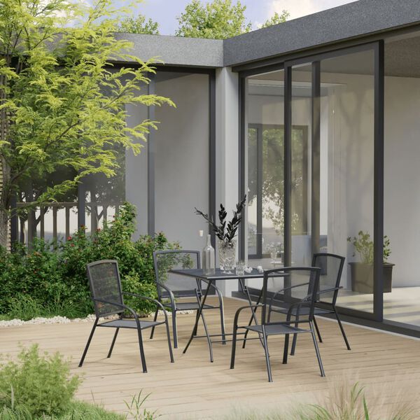 vidaXL Ensemble &agrave; manger de jardin 5 pcs Acier Anthracite