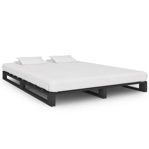 vidaXL Cadre de lit de palette sans matelas gris 140x200cm bois massif