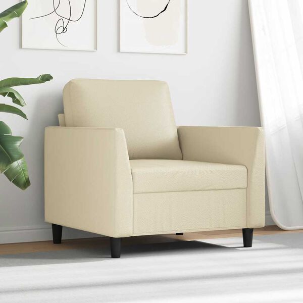 vidaXL Fauteuil Cr&egrave;me 60 cm Similicuir