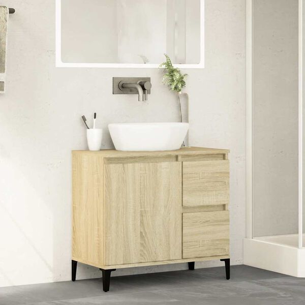 vidaXL Armoire salle de bain ch&ecirc;ne sonoma 65x33x60 cm