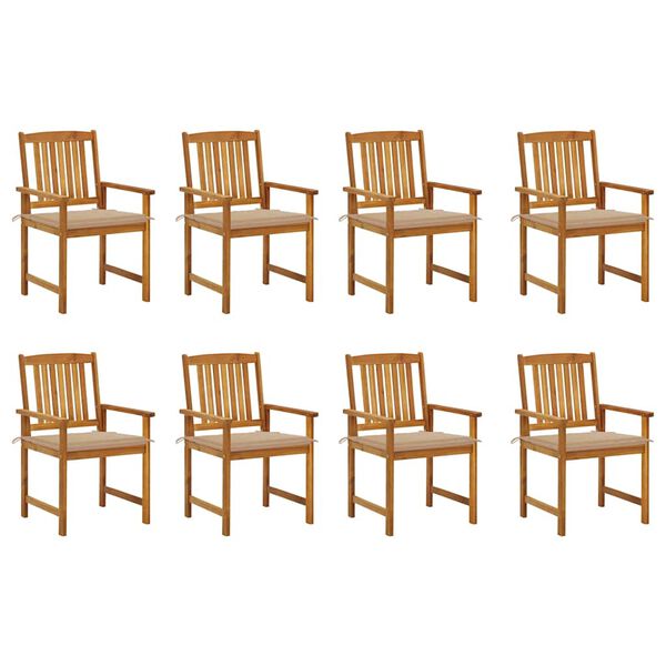 vidaXL Chaises de jardin avec coussins lot de 8 Bois d'acacia solide