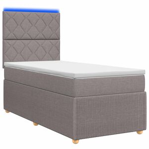 vidaXL Lit boxspring LED avec matelas Taupe 90 x 190 cm Tissu